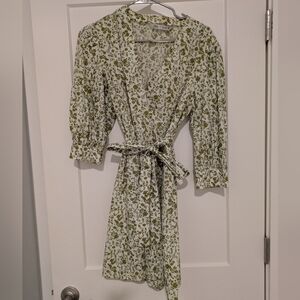 Zara Green Floral Long Sleeve Dress